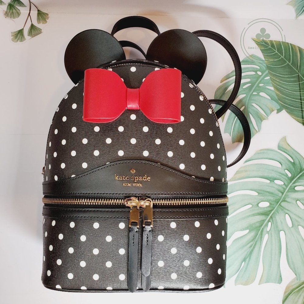 MAKE AN OFFER Disney X Kate Spade Small  Leather Minnie Mouse Backpack Polka Dot